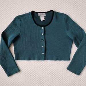Vintage Teal Cropped Cardigan